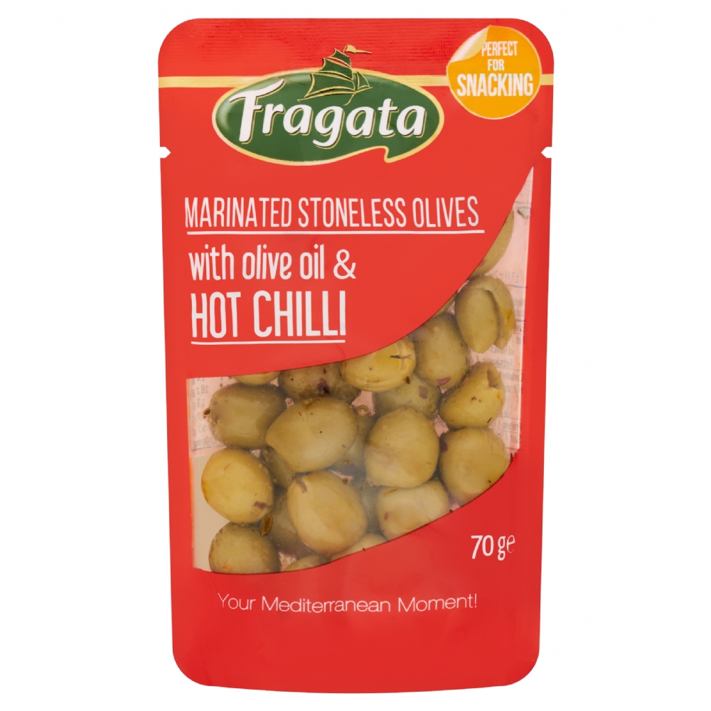 FRAGATA Marinated Stoneless Olives with Olive Oil & Hot Chilli 70g