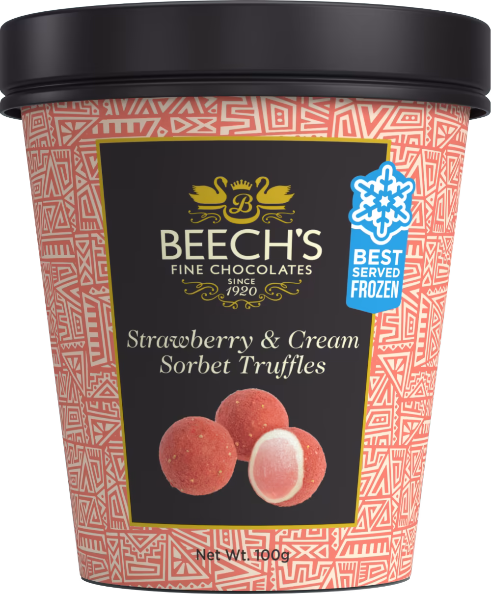 BEECH'S Strawberry & Cream Sorbet Truffles - Tub 100g