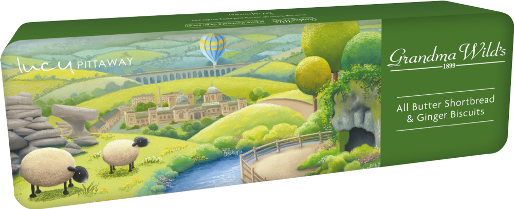 GRANDMA WILD'S Assorted Biscuits in Embossed Lucy Pittaway Countryside Tin 300g