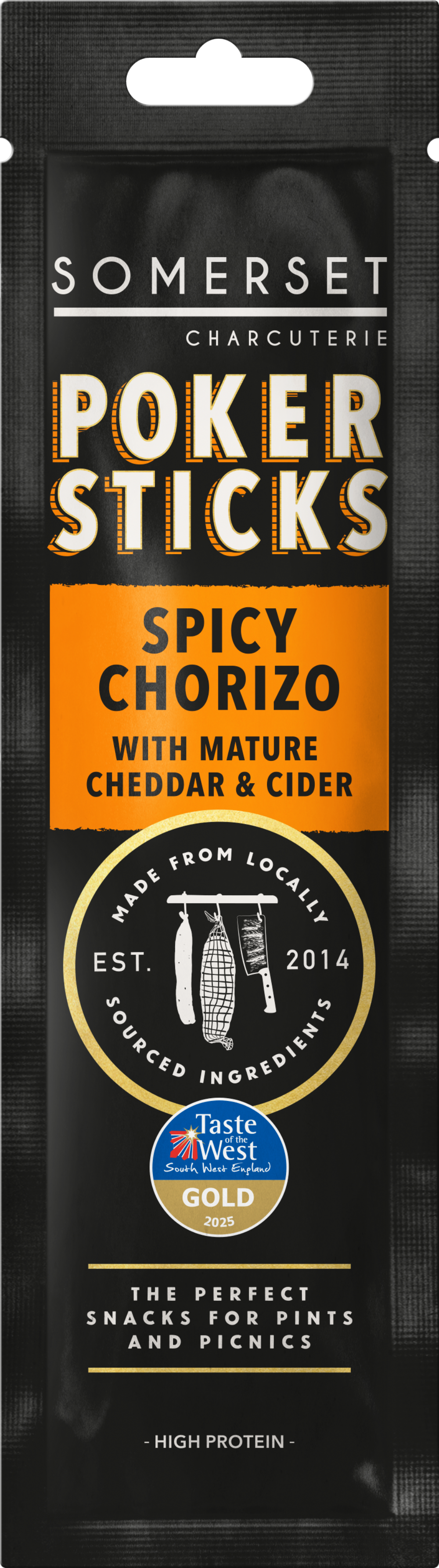 SOMERSET CHARCUTERIE Poker Sticks - Spicy Chorizo with Mature Cheddar & Cider 40g