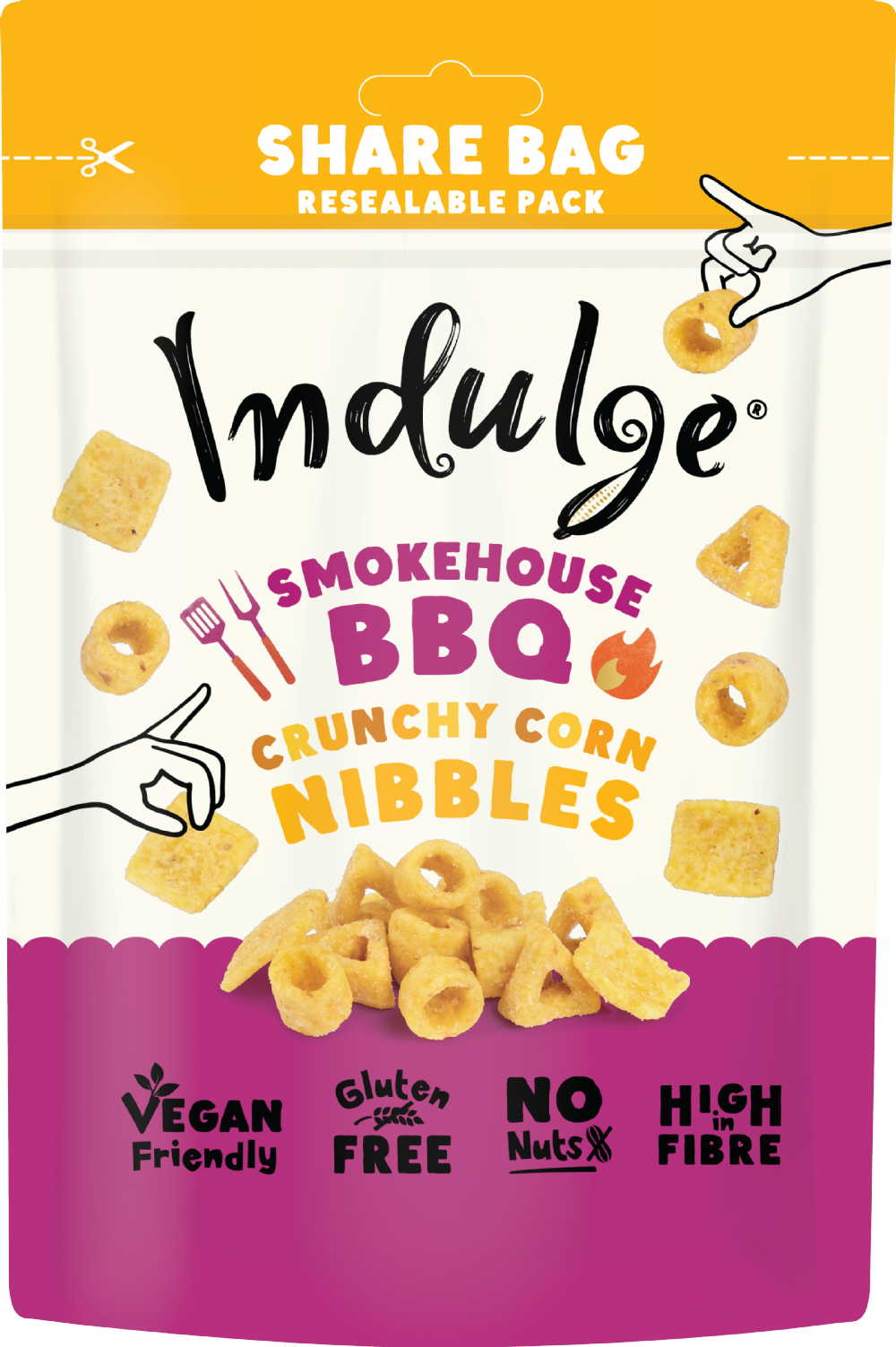 INDULGE Crunchy Corn Nibbles - Smokehouse BBQ 100g