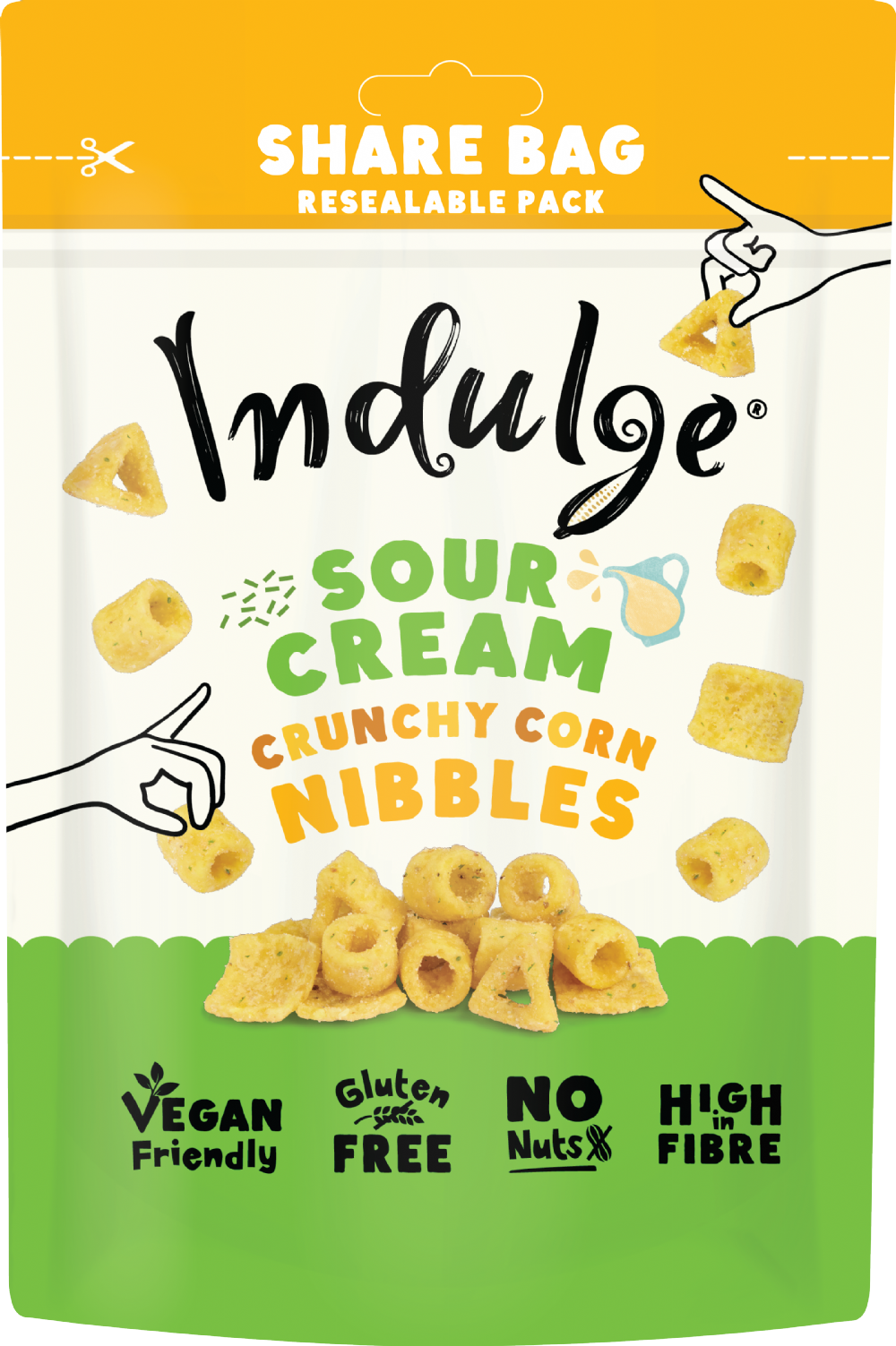 INDULGE Crunchy Corn Nibbles - Sour Cream 100g