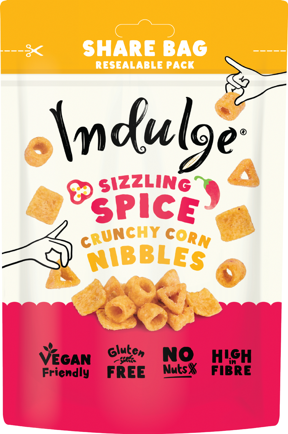 INDULGE Crunchy Corn Nibbles - Sizzling Spice 100g