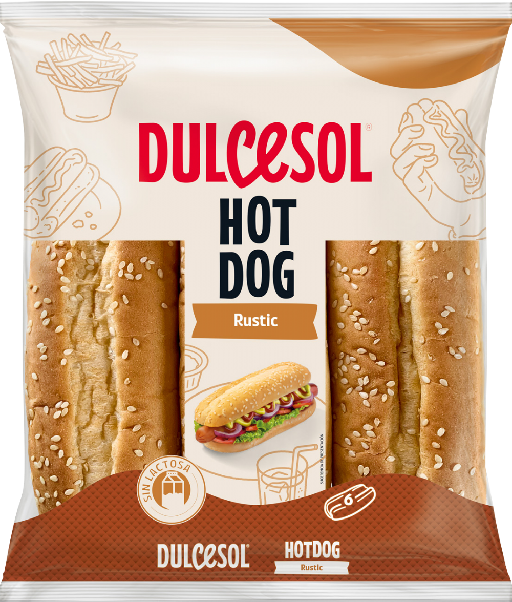DULCESOL 6 Rustic Hot Dog Buns with Sesame 330g