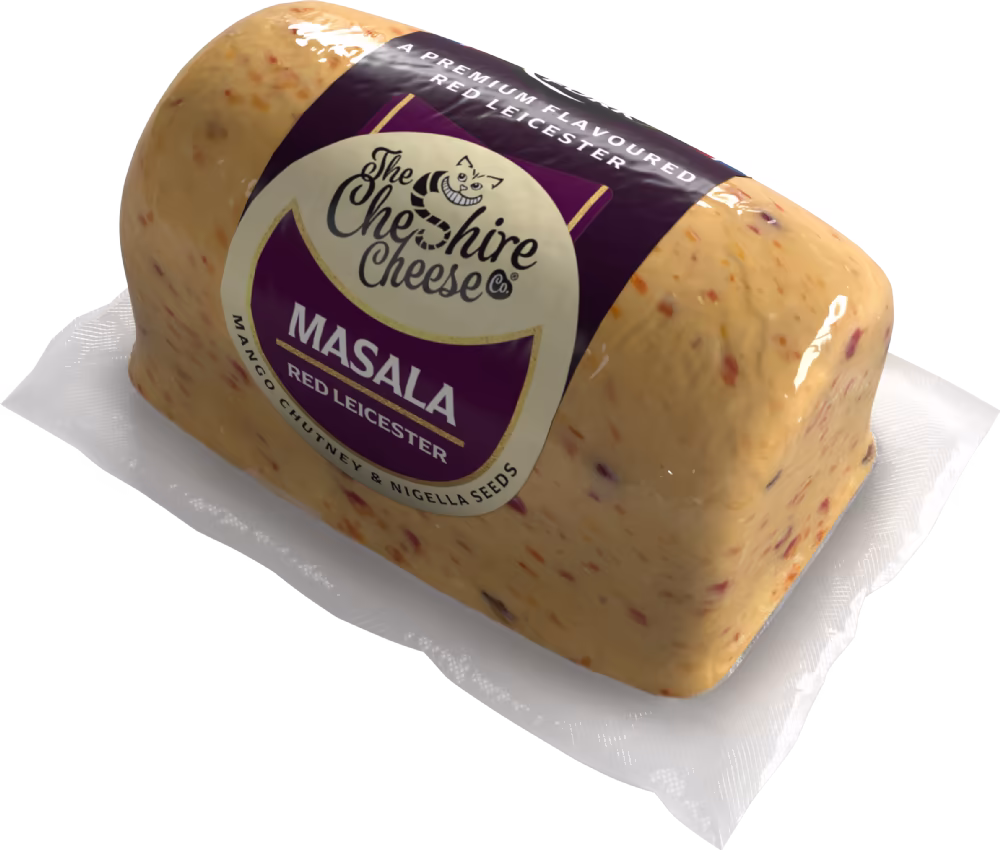 THE CHESHIRE CHEESE CO Masala - Red Leicester with Mango Chutney & Nigella Seeds Barrel 145g