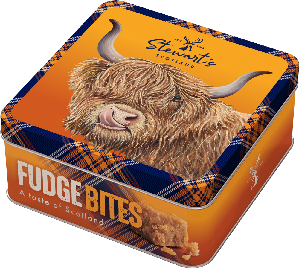 STEWART'S SCOTLAND Caitlyn The Highland Cow Fudge Tin 100g