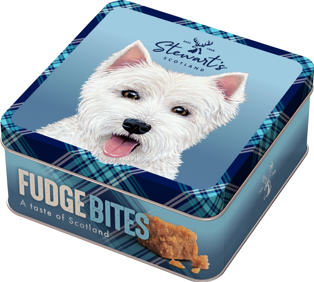 STEWART'S SCOTLAND Wallace the Westie Fudge Tin 100g