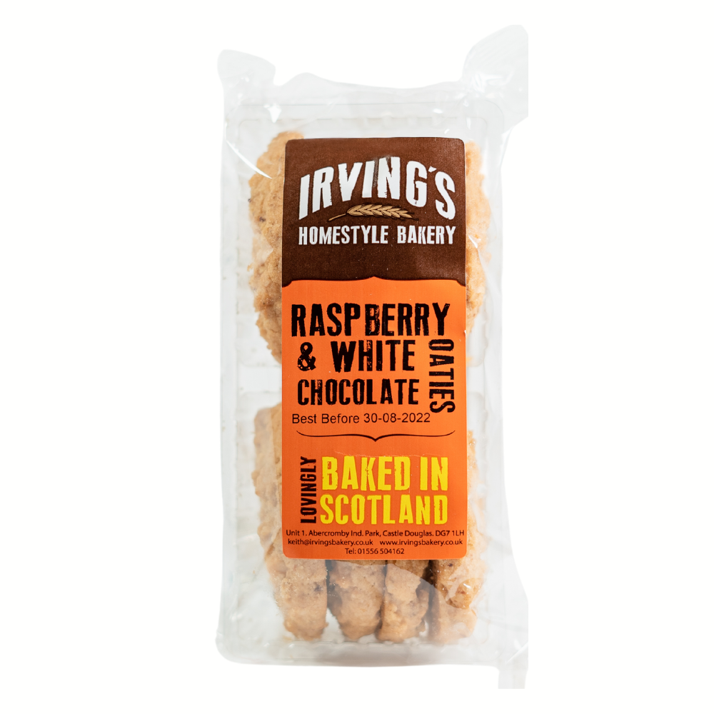 IRVING'S Raspberry & White Chocolate Oaties 200g