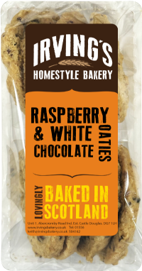 IRVING'S Raspberry & White Chocolate Oaties 200g