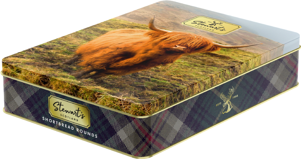 STEWART'S SCOTLAND Country Highland Cow Shortbread Tin 150g