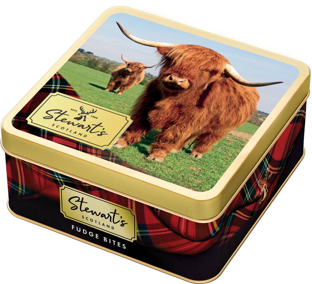 STEWART'S SCOTLAND Highland Cow Fudge Tin 100g
