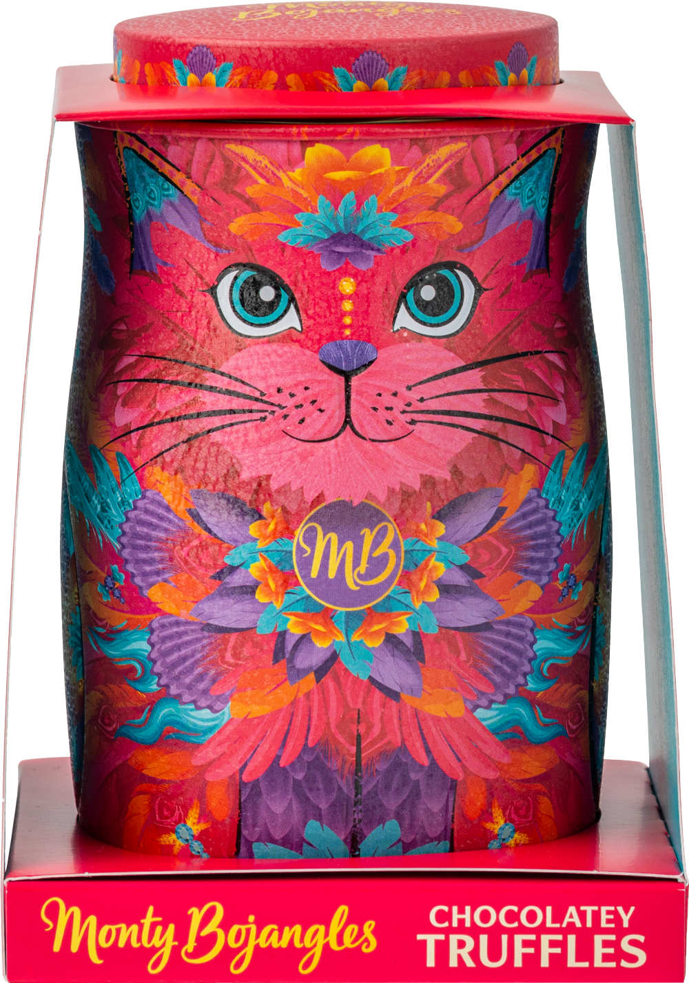 MONTY BOJANGLES Choccy Scoffy Truffles in Sunset Samba Cat Tin 135g