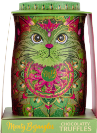 MONTY BOJANGLES Pistachio Marooned Truffles in Jade Mirage Green Cat Tin 135g