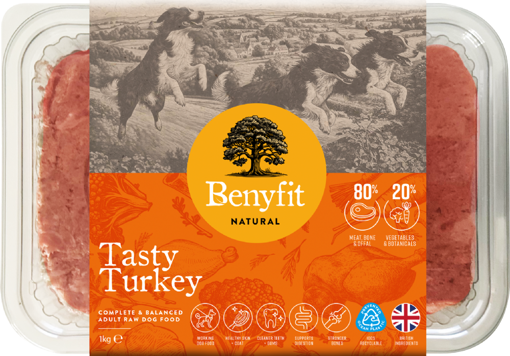 BENYFIT NATURAL Tasty Turkey Complete Raw Dog Food 1kg