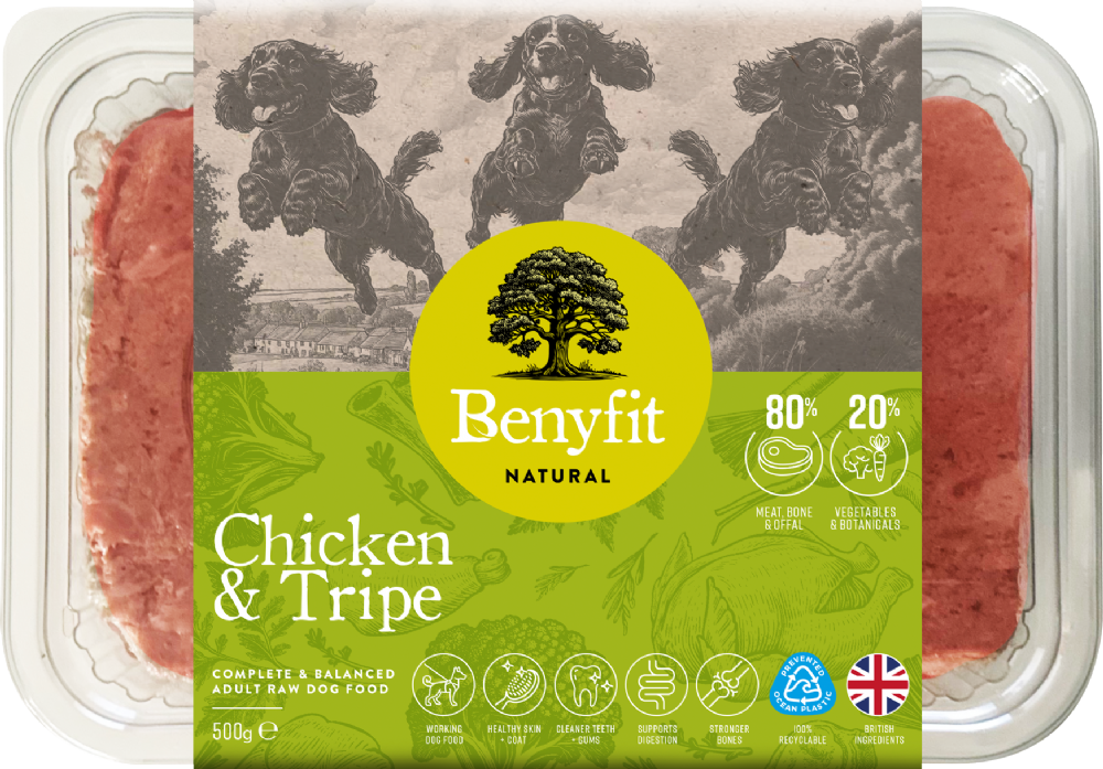 BENYFIT NATURAL Chicken & Tripe Complete Raw Dog Food 500g