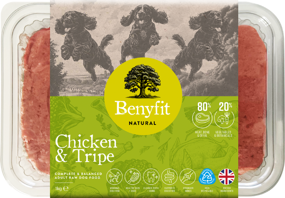 BENYFIT NATURAL Chicken & Tripe Complete Raw Dog Food 1kg