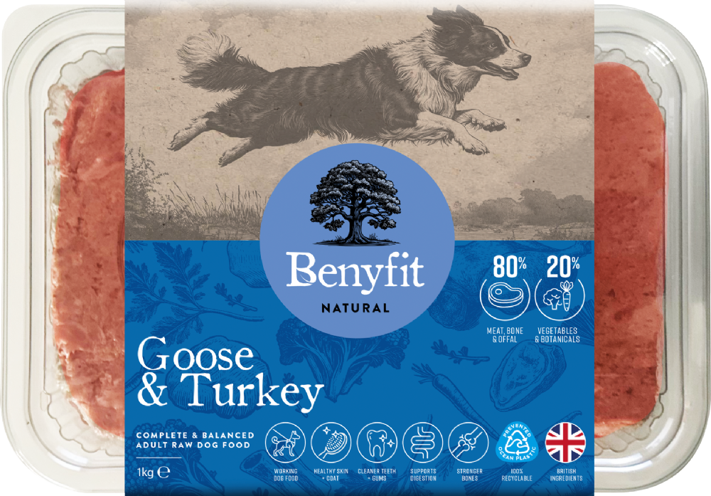 BENYFIT NATURAL Goose & Turkey Complete Raw Dog Food 1kg
