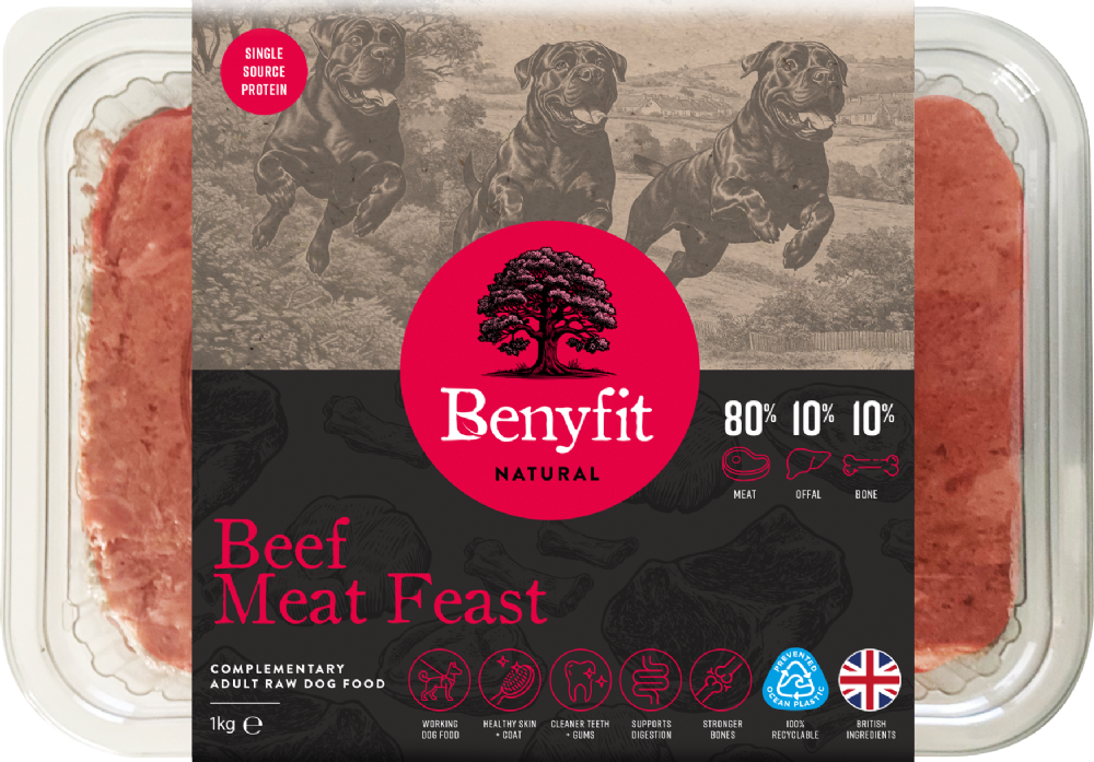 BENYFIT NATURAL Beef Meat Feast 80.10.10 Raw Dog Food 1kg