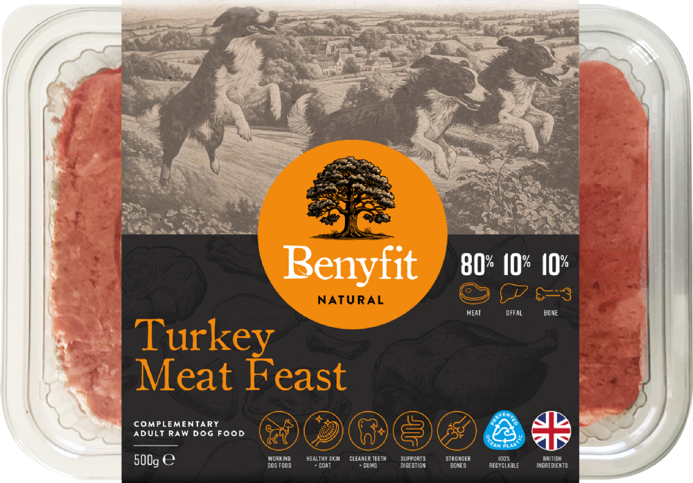 BENYFIT NATURAL Turkey Meat Feast 80.10.10 Raw Dog Food 500g