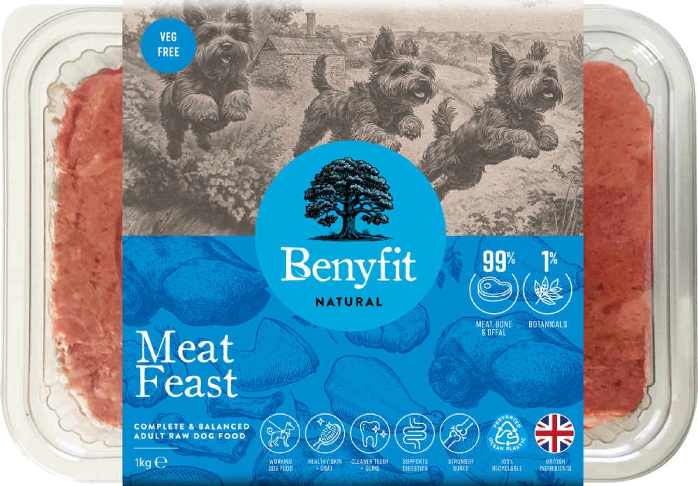 BENYFIT NATURAL Meat Feast Veg Free Complete Raw Dog Food 1kg