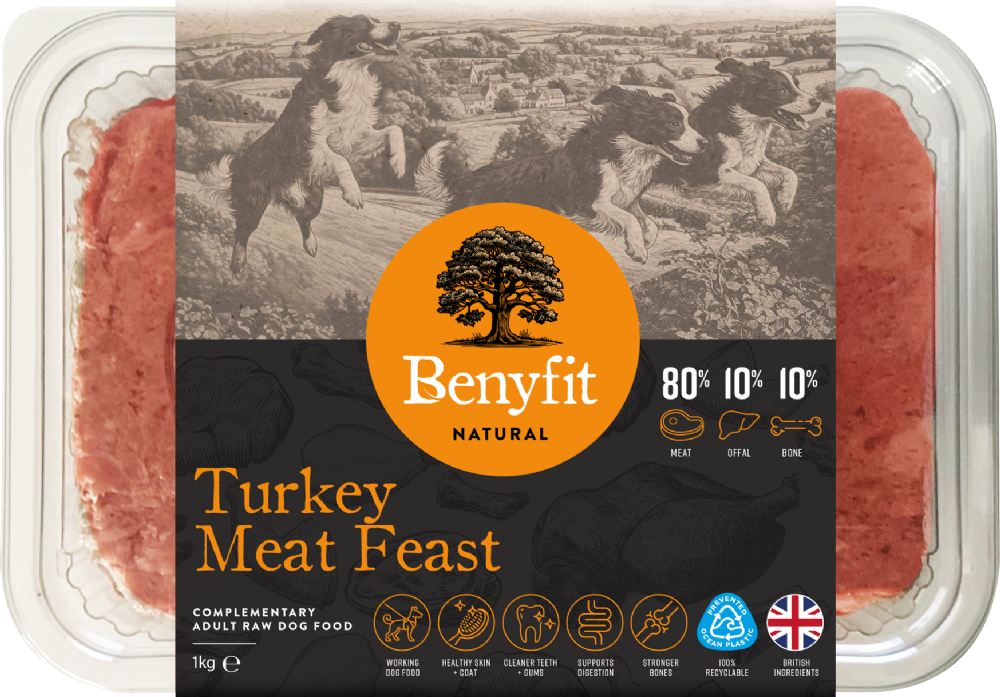 BENYFIT NATURAL Turkey Meat Feast 80.10.10 Raw Dog Food 1kg
