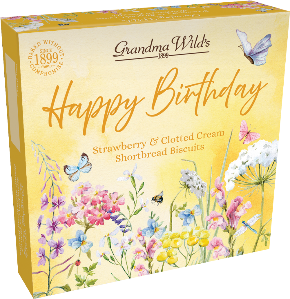 GRANDMA WILD'S Strawberry & Clotted Cream Shortbread Biscuits - Happy Birthday Box 200g