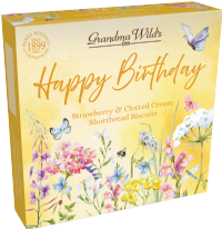 GRANDMA WILD'S Strawberry & Clotted Cream Shortbread Biscuits - Happy Birthday Box 200g