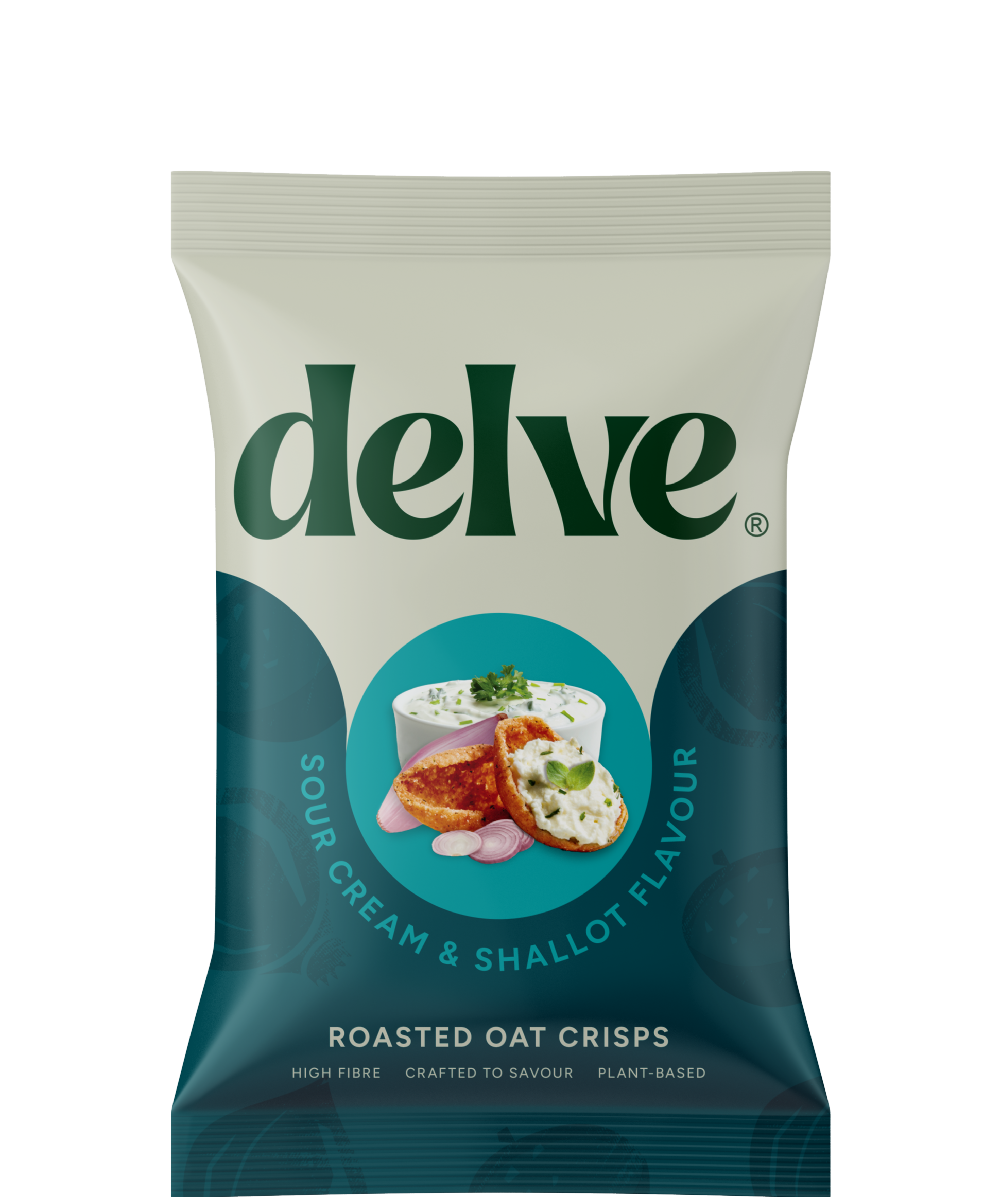 DELVE Sour Cream & Shallot Flavour Roasted Oat Crisps 40g