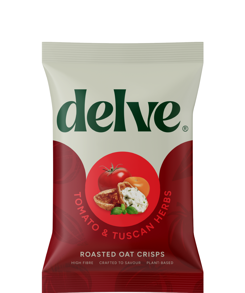 DELVE Tomato & Tuscan Herbs Roasted Oat Crisps 40g