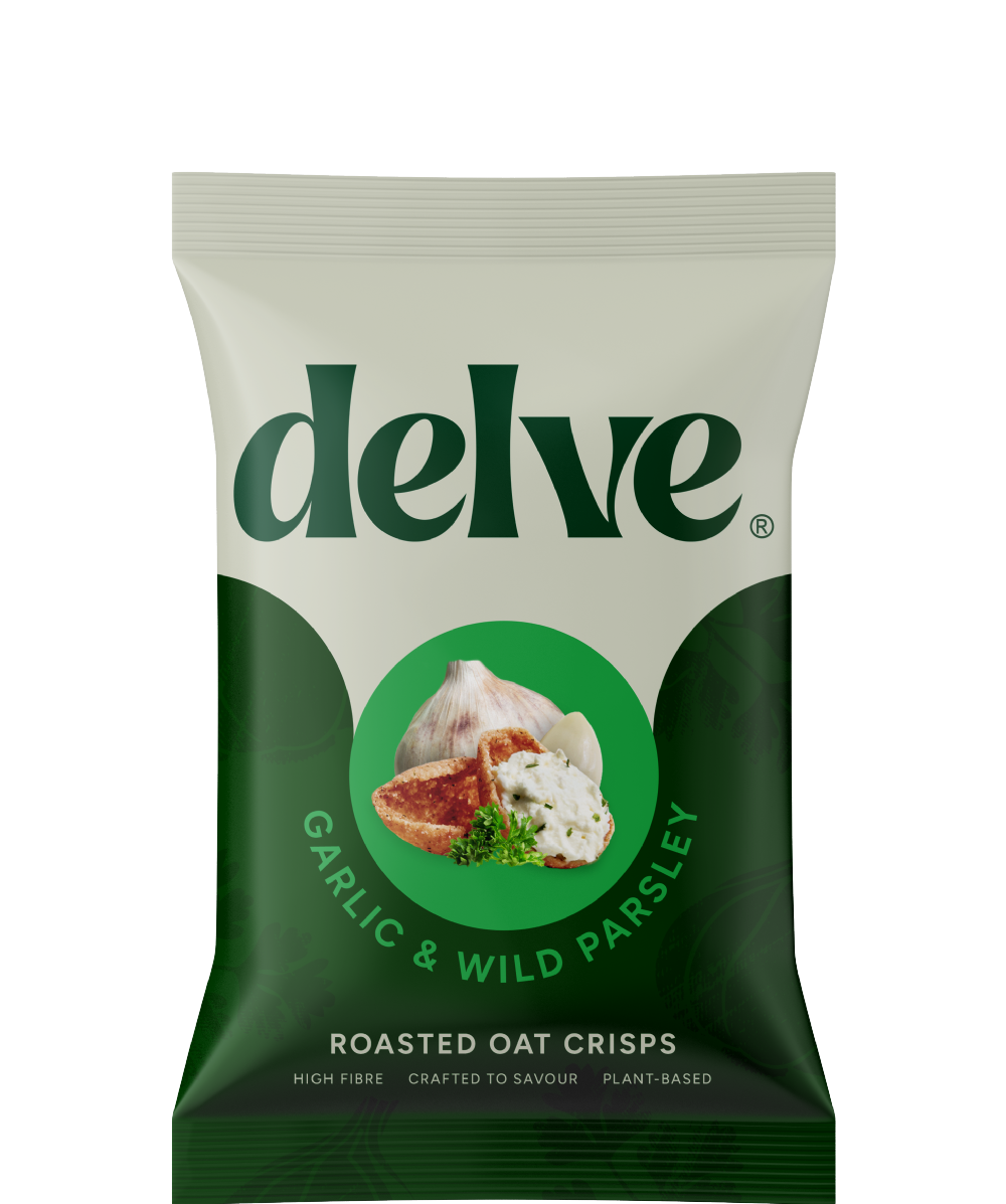 DELVE Garlic & Wild Parsley Roasted Oat Crisps 40g
