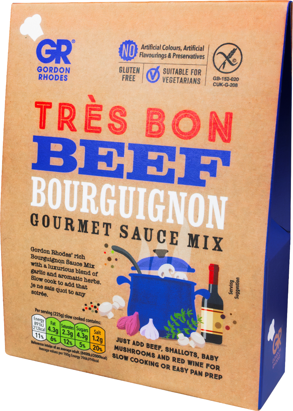 GORDON RHODES Très Bon Beef Bourguignon Gourmet Sauce Mix 75g