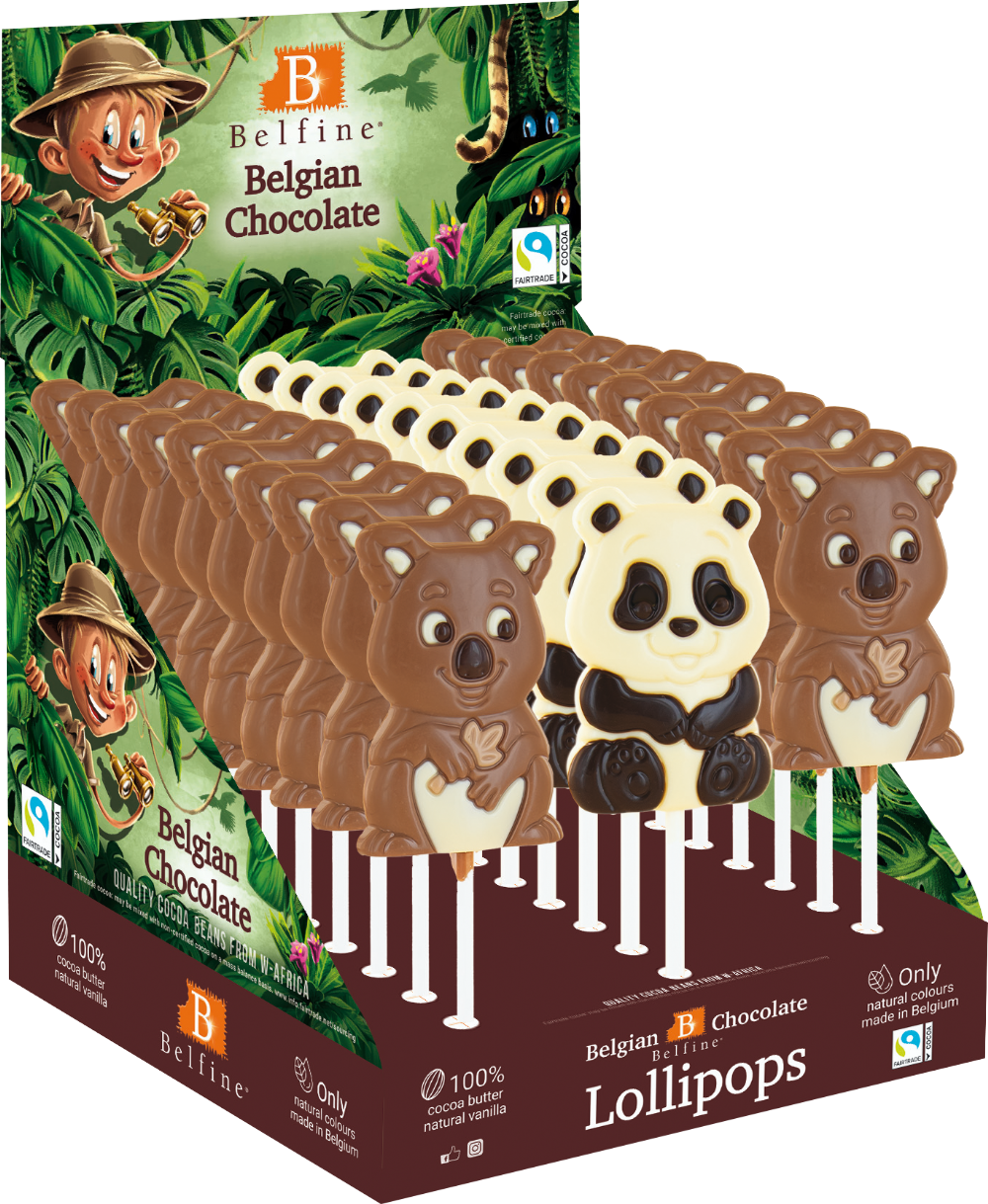 BELFINE Belgian Chocolate Safari Lolly (Assorted Designs) 25g
