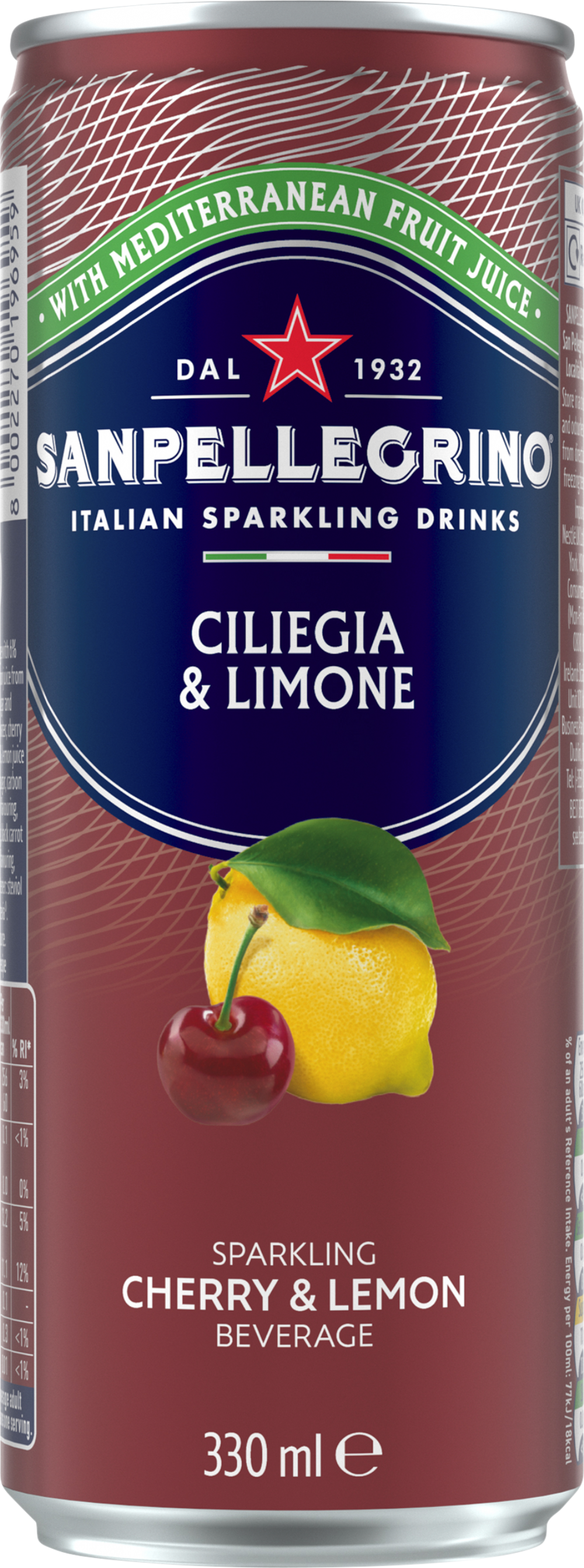 SAN PELLEGRINO Sparkling Beverage - Ciliegia & Limone (Cherry & Lemon) 330ml