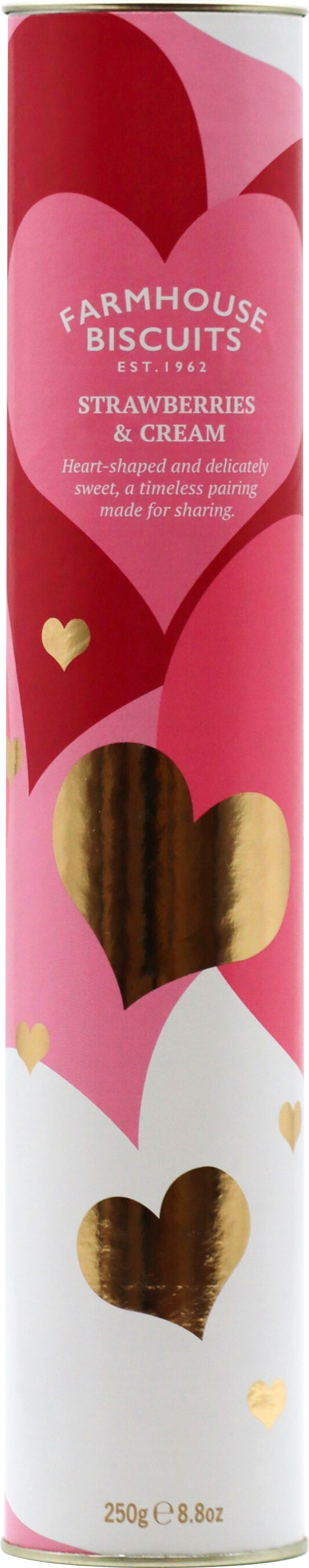 FARMHOUSE BISCUITS Strawberries & Cream Biscuits in Heart Tube 250g