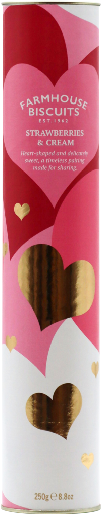 FARMHOUSE BISCUITS Strawberries & Cream Biscuits in Heart Tube 250g