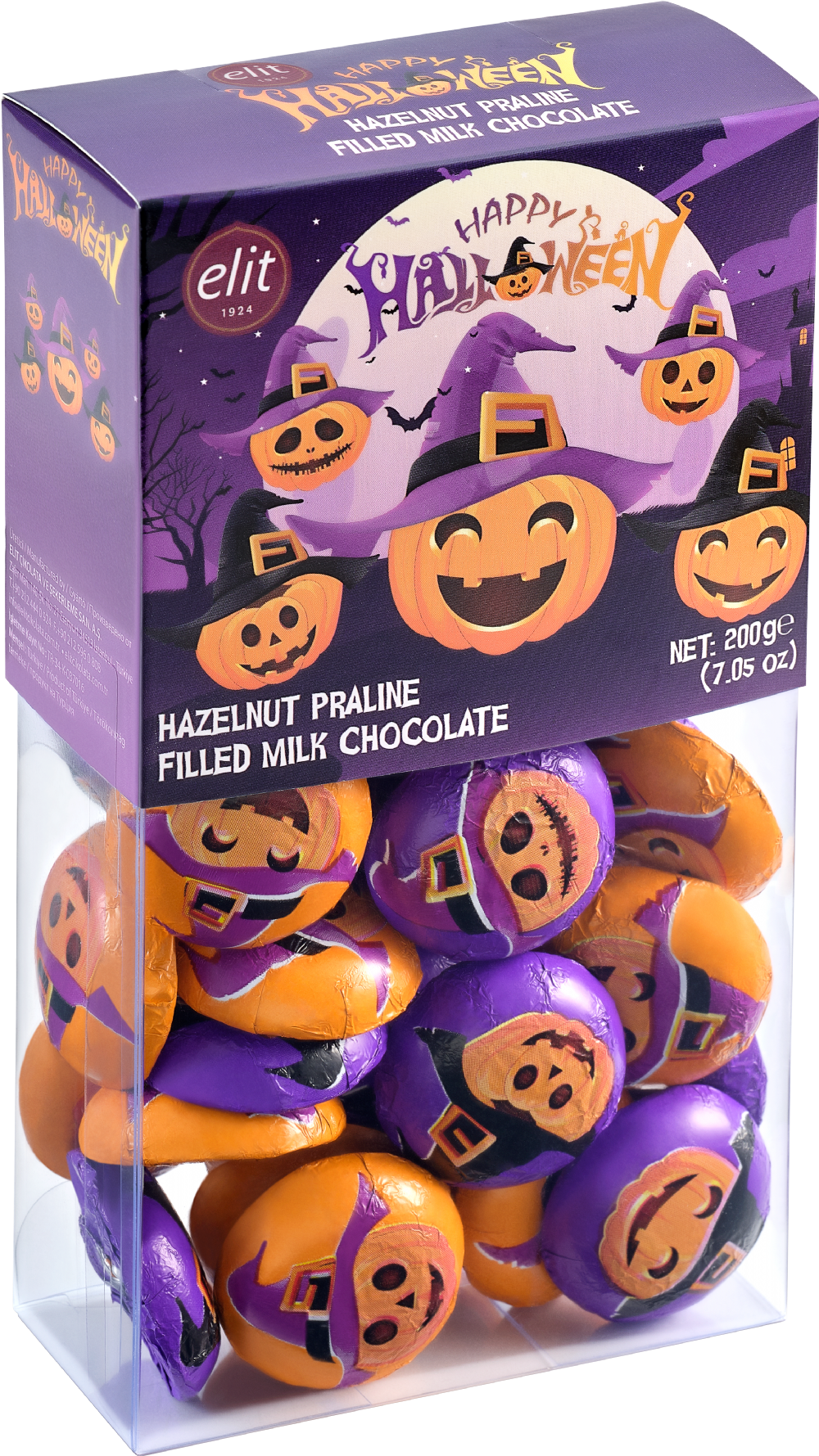 ELIT Happy Halloween Hazelnut Praline Filled Milk Chocolates - Gift Box 200g