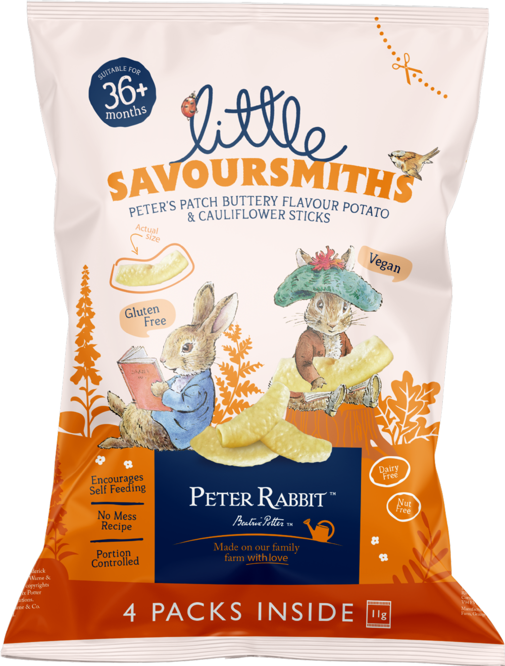 SAVOURSMITHS Peter Rabbit Buttery Potato & Cauliflower Sticks (4x11g)