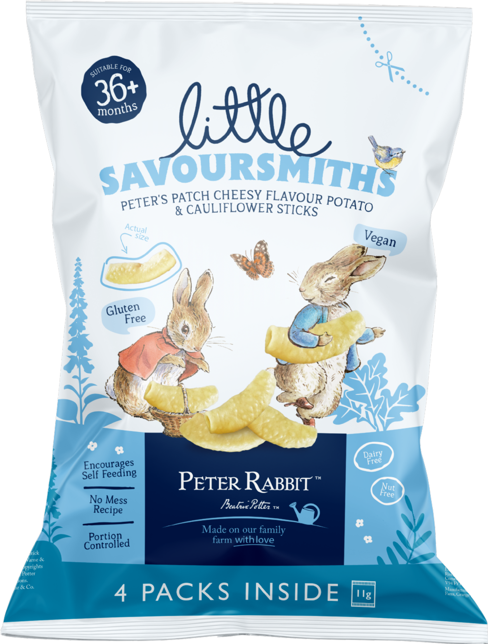 SAVOURSMITHS Peter Rabbit Cheesy Potato & Cauliflower Sticks (4x11g)