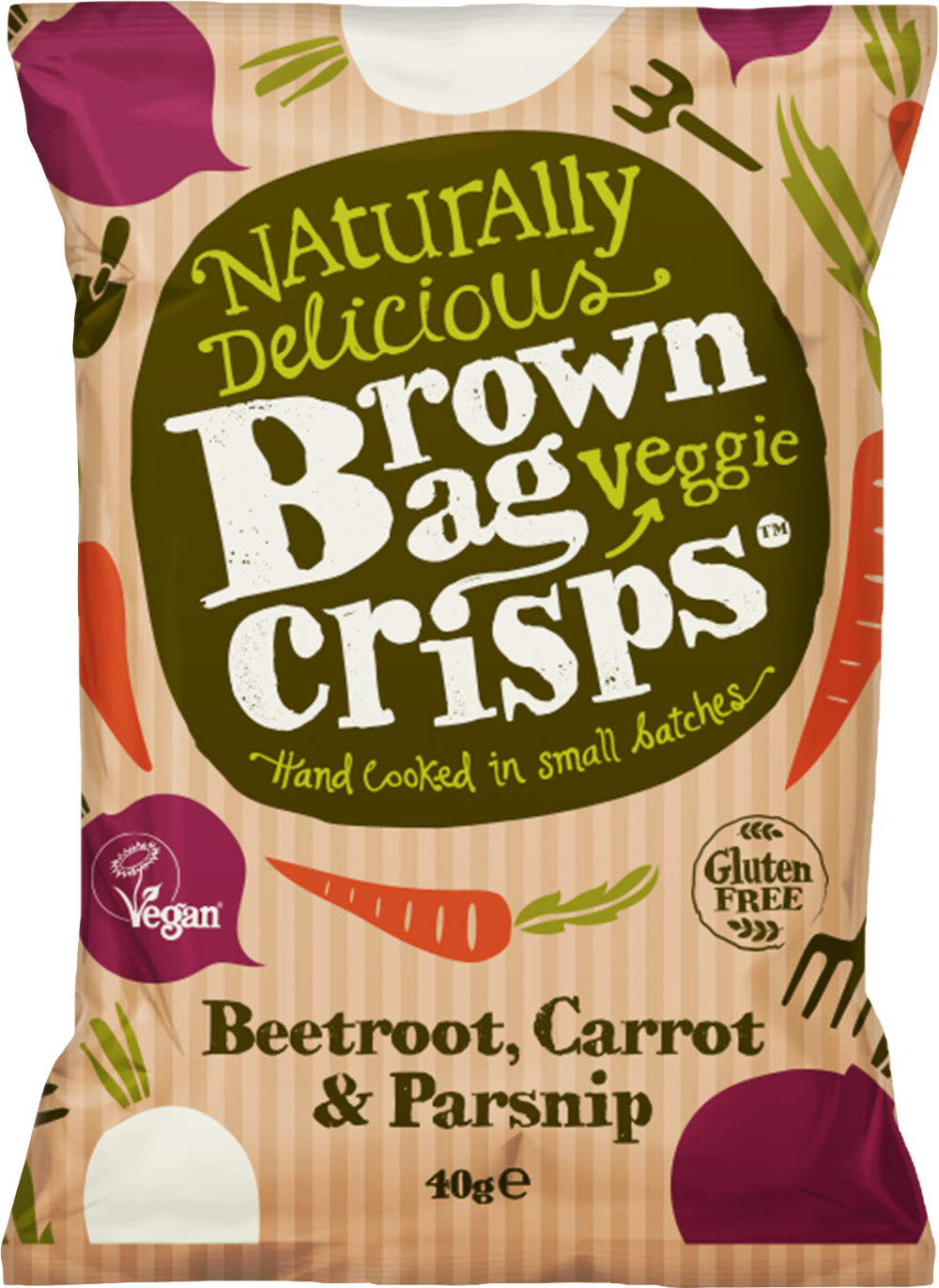 BROWN BAG CRISPS Beetroot, Carrot & Parsnip 40g