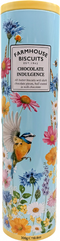 FARMHOUSE BISCUITS Chocolate Indulgence Biscuits in Birds in Bloom Tin 300g