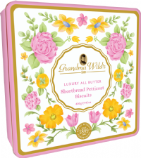 GRANDMA WILD'S Shortbread Petticoat Biscuits in Country Garden Tin 400g