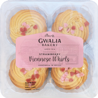 BURTS GWALIA BAKERY 4 Strawberry Viennese Whirls with Hearts 160g