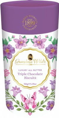 GRANDMA WILD'S Triple Chocolate Biscuits in Country Garden Tube 150g