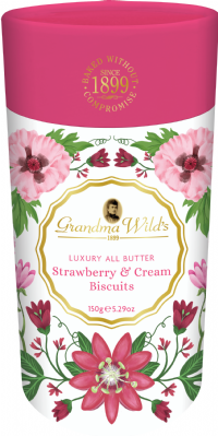 GRANDMA WILD'S Strawberry & Cream Biscuits in Country Garden Tube 150g
