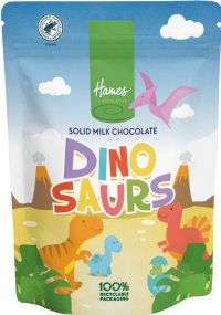 HAMES Solid Milk Chocolate Dinosaurs - Pouch 100g