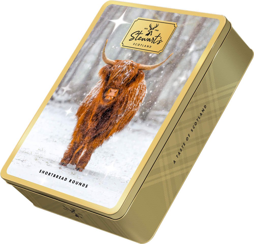 STEWART'S SCOTLAND Highland Cow Golden Moment Tin 400g