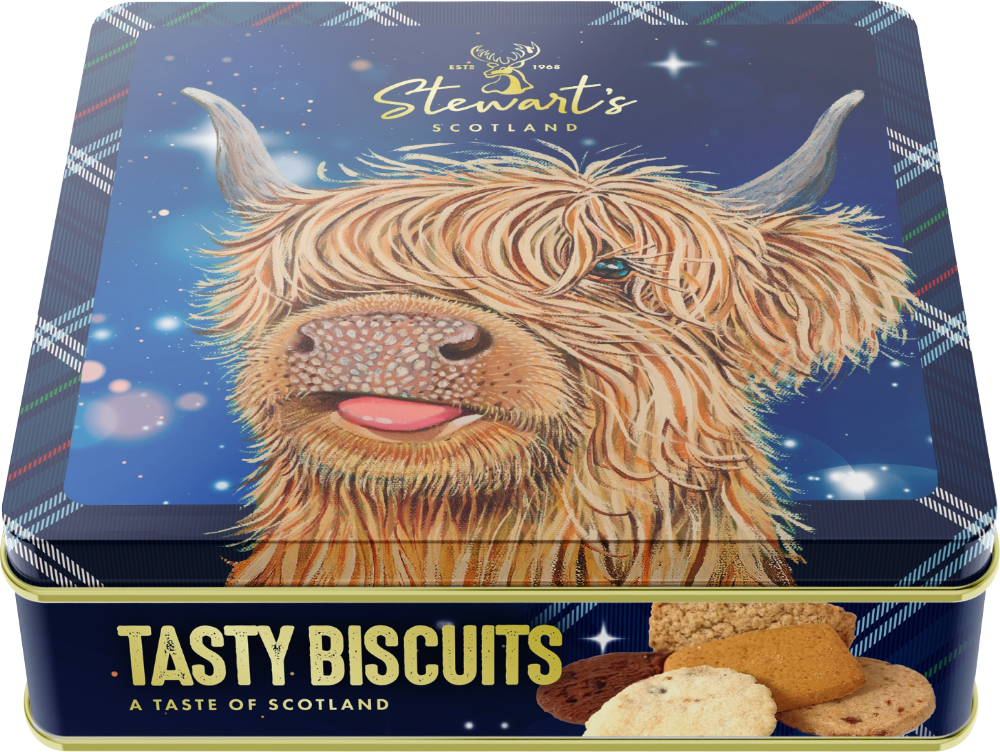 STEWART'S SCOTLAND Tasty Biscuits Highland Cow Tin 200g