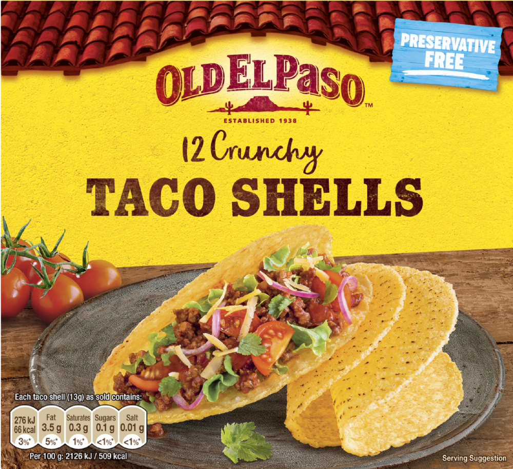 Holleys Fine Foods OLD EL PASO 12 Crunchy Taco Shells 156g