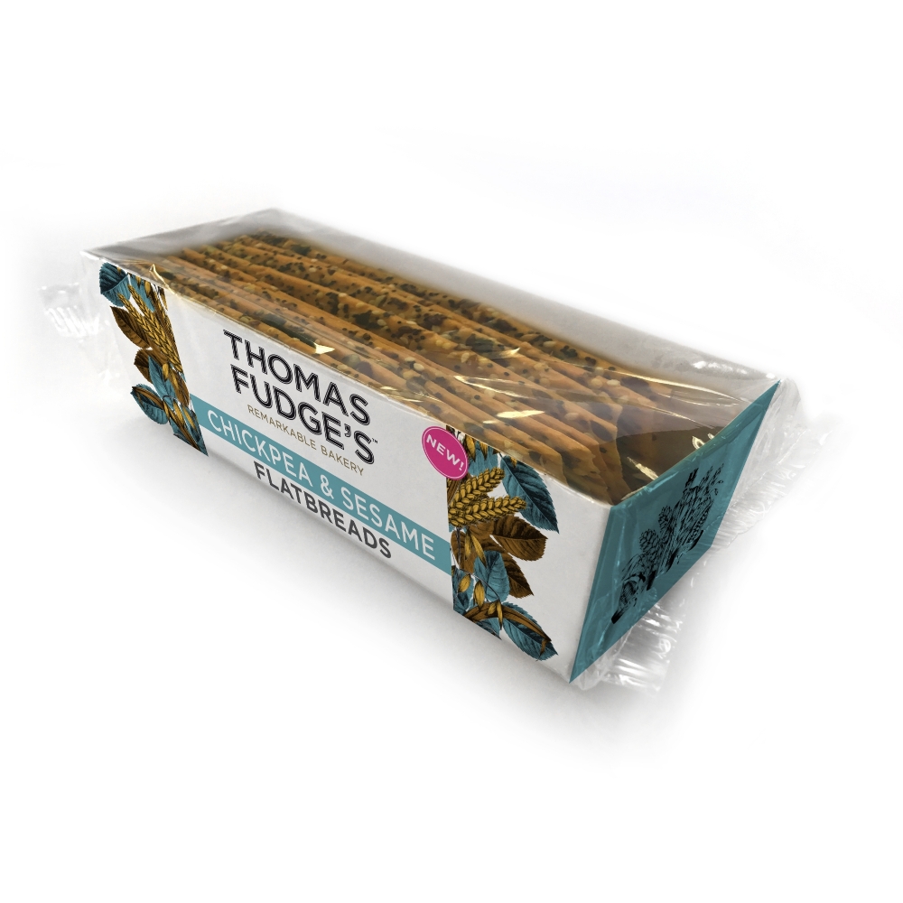 THOMAS FUDGE'S Chickpea & Sesame Flatbreads 100g (5026139000822)