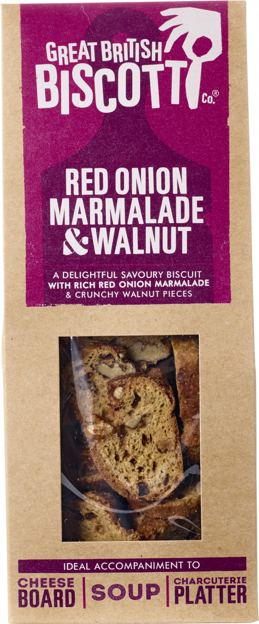GREAT BRITISH BISCOTTI CO. Red Onion Marmalade & Walnut 100g (5060387030644)